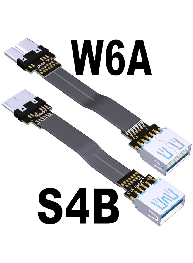 Usb3.0 Male To Female Flat And Thin Connection Data Cable Type-A Adapter Micro-B Adt-Color:S4b-w6a 13p Welding Id-10cm